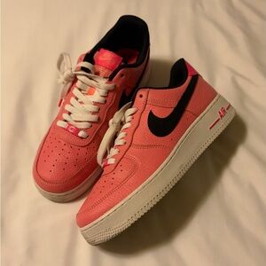 Nike Pink and Black Air Force 1 Sneakers